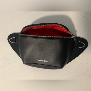 Alexander McQueen Black Belt Bag with Red Lining